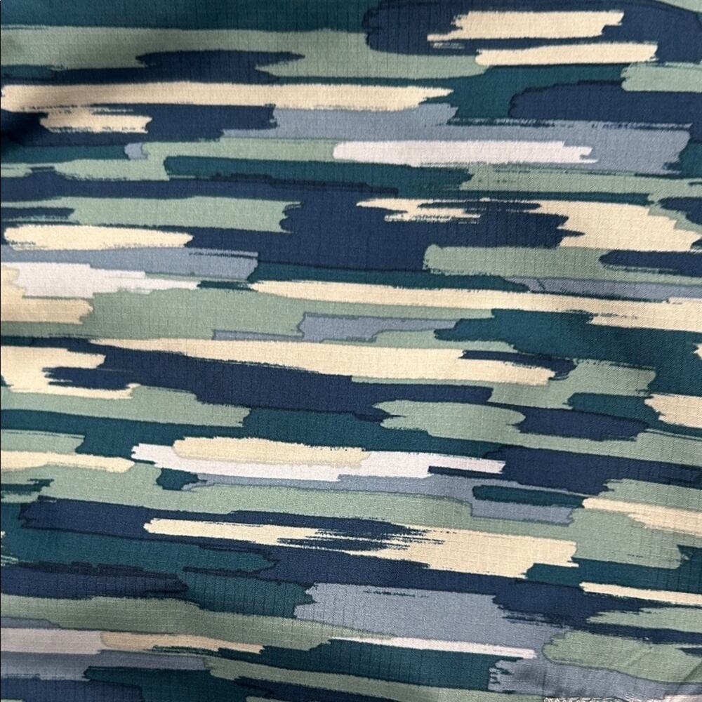 Lands' End Kids Teal Striped Hooded Windbreaker, Packable, Size Large 10-12 - Picture 8 of 14